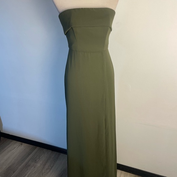 Abella Strapless Olive Evening Dress - Picture 2 of 13